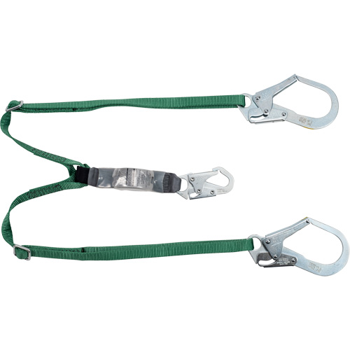 V-Series Lanyard, 6', Rebar Hook Center, Snap Hook Leg Ends, Polyester