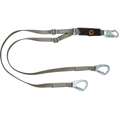 V-Series Tie-Back Lanyard, 6', Carabiner Center, Snap Hook Leg Ends, Polyester