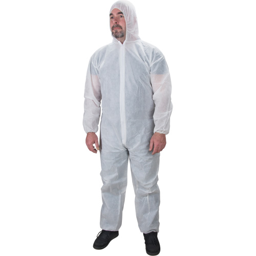 Hooded Coveralls, X-Large, White, Polypropylene