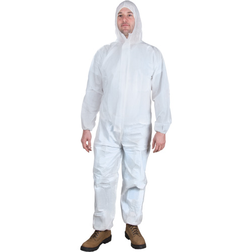 Hooded Coveralls, X-Large, White, Microporous