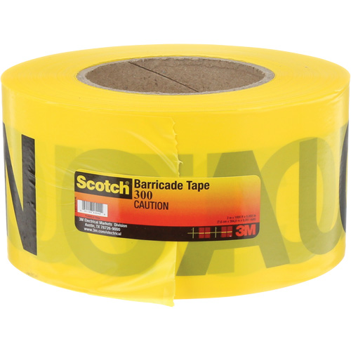 Scotch® Buried Barricade Tape, English, 3" W x 1000' L, 2 mils, Black on Yellow