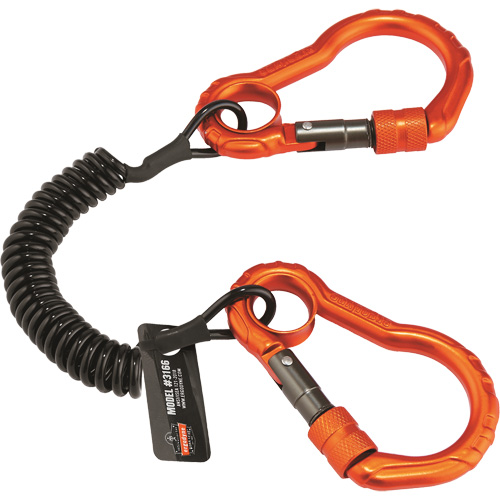 Squids® 3166 Tool Lanyard, Coil, Dual Carabiner