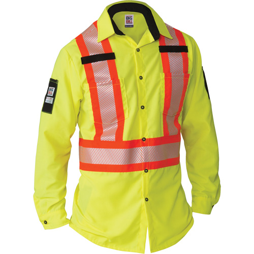 Ripstop High-Visibility Long Sleeve Shirt, Polyester, Medium, High Visibility Lime-Yellow
