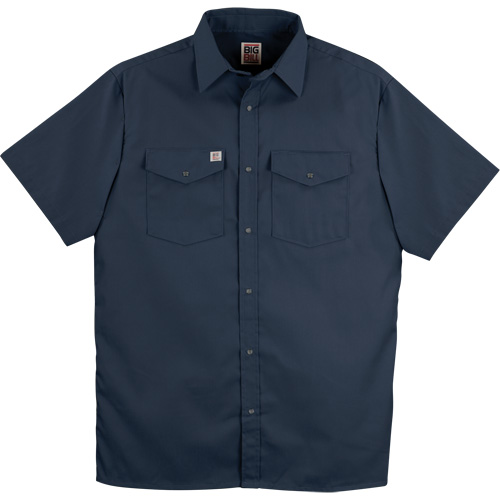 Twill Short-Sleeved Work Shirt with Snap, Men's, 5X-Large (Tall), Navy Blue