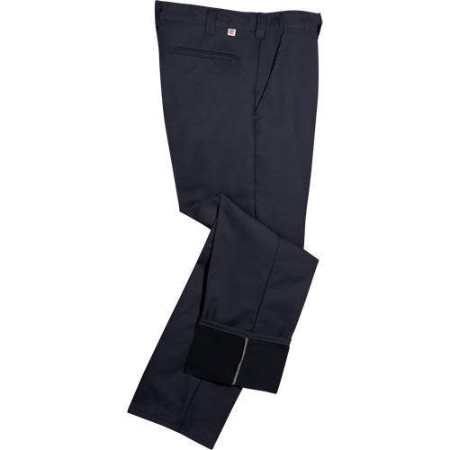 Twill Work Pants with Micro Fleece Liner, Poly-Cotton, Navy Blue, Size 58, 32 Inseam