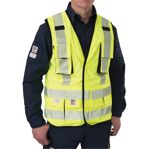 Ripstop Surveyor's Vest, High Visibility Lime-Yellow, 2X-Large, Polyester