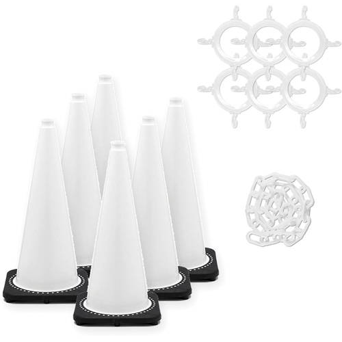 Traffic Cone & Chain Kit, 28", White