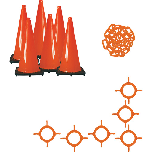 Traffic Cone & Chain Kit, 36", Orange