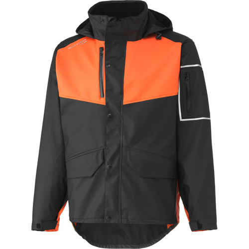 West Coast Waterproof Jacket, Polyester, Large, Black/Orange