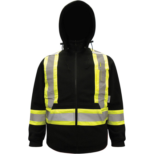 High-Visibility Hoodie, Polyester, Black, 4X-Large