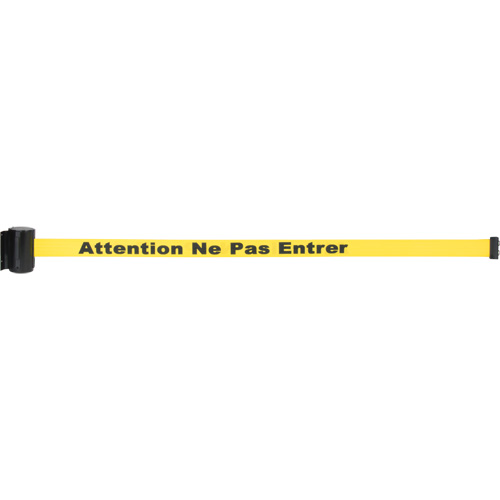 Magnetic Tape Cassette for Build-Your-Own Crowd Control Barrier, Attention ne pas entrer, 7', Yellow Tape