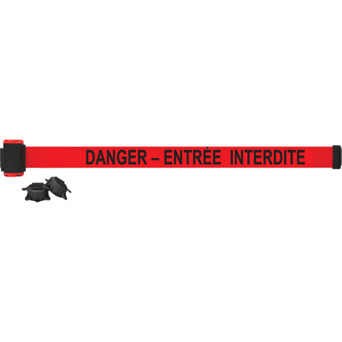 Wall Mount Barrier, Plastic, Magnetic Mount, 7', Red Tape