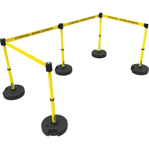 Plus Barrier Post Set, Plastic, 42" H, Yellow Tape, 15' Tape Length