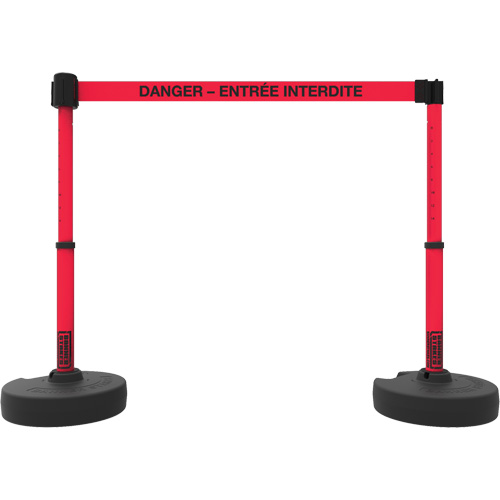 Plus Barrier Post Set, Plastic, 42" H, Red Tape, 15' Tape Length