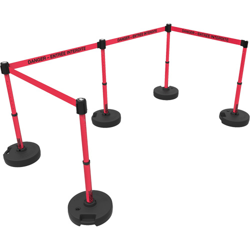 Plus Barrier Post Set, Plastic, 42" H, Red Tape, 15' Tape Length