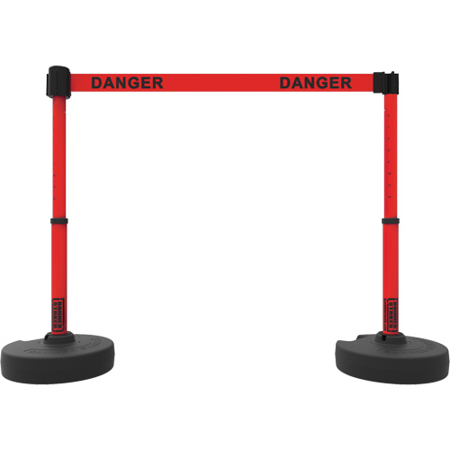 Plus Barrier Post Set, Plastic, 42" H, Red Tape, 15' Tape Length