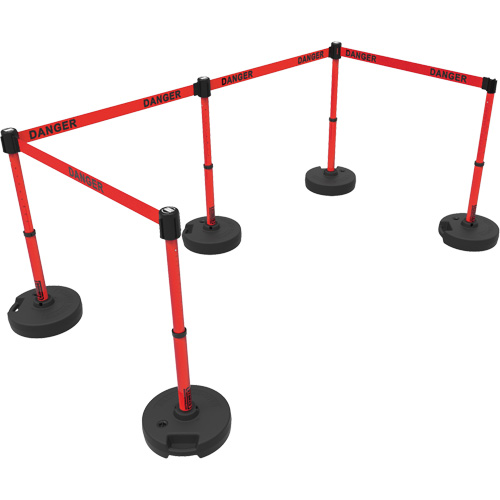 Plus Barrier Post Set, Plastic, 42" H, Red Tape, 15' Tape Length