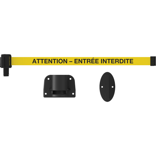 Plus Wall Mount Barrier System, Plastic, Screw Mount, 15', Yellow Tape