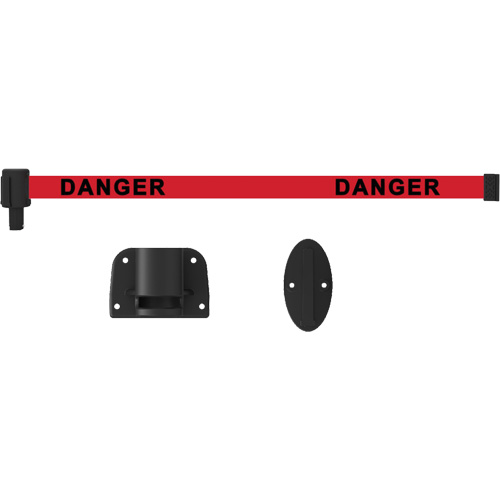 Plus Wall Mount Barrier System, Plastic, Screw Mount, 15', Red Tape