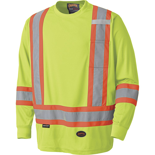 6996 High-Visibility Long Sleeved Shirt, Polyester, 2X-Large, High Visibility Lime-Yellow