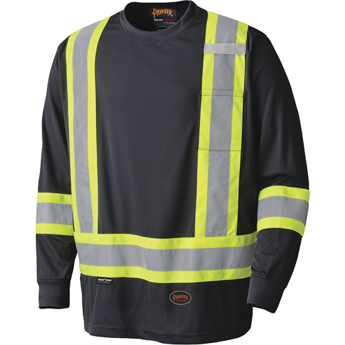 6997 Long Sleeved Safety Shirt, Polyester, Large, Black