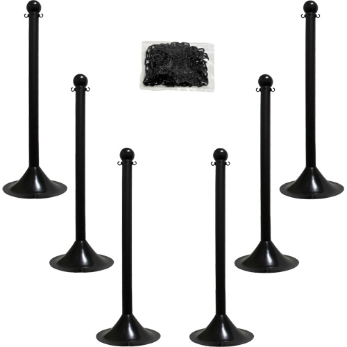 Light-Duty Stanchion & Chain Kit, 41" High, Black