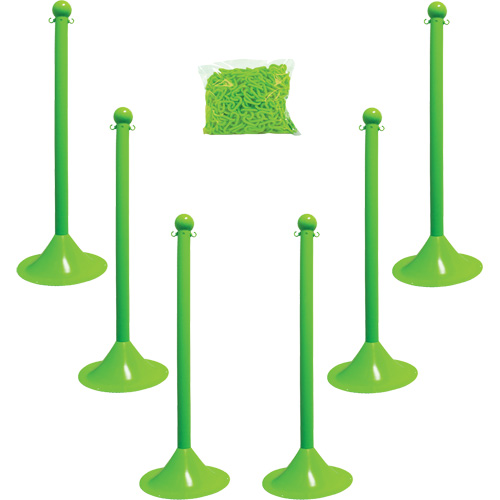 Light-Duty Stanchion & Chain Kit, 41" High, Green