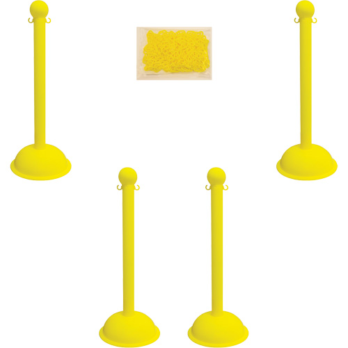Heavy-Duty Stanchion & Chain Kit, 41" High, Yellow