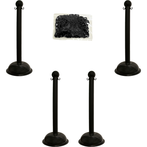 Heavy-Duty Stanchion & Chain Kit, 41" High, Black