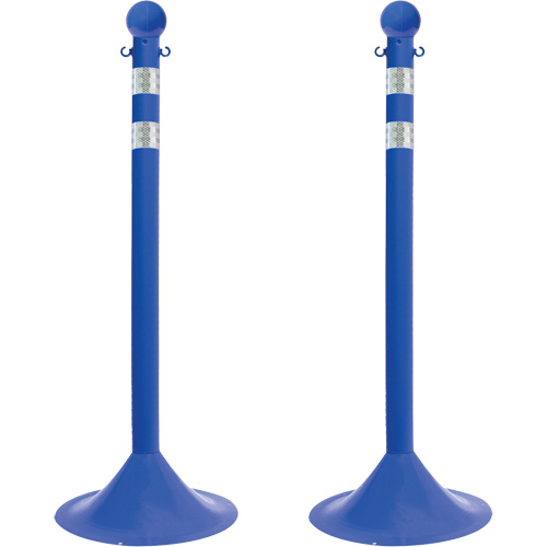 Light-Duty Reflective Stanchion Set, 41" High, Blue