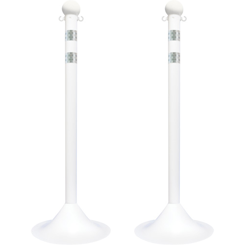Light-Duty Reflective Stanchion Set, 41" High, White