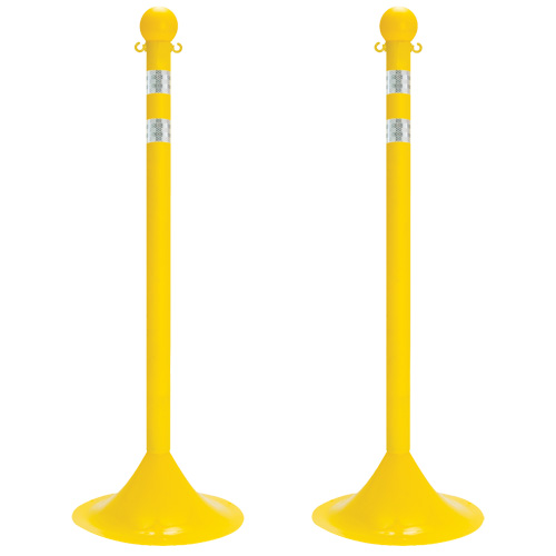 Light-Duty Reflective Stanchion Set, 41" High, Yellow