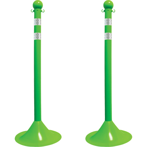 Light-Duty Reflective Stanchion Set, 41" High, Green