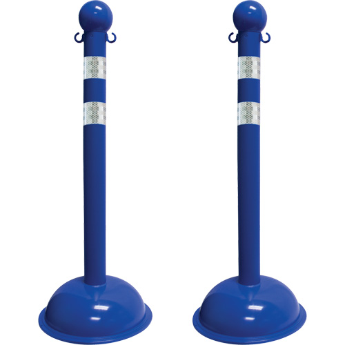 Heavy-Duty Reflective Stanchion Set, 41" High, Blue