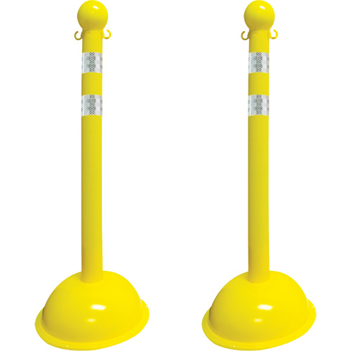 Heavy-Duty Reflective Stanchion Set, 41" High, Yellow