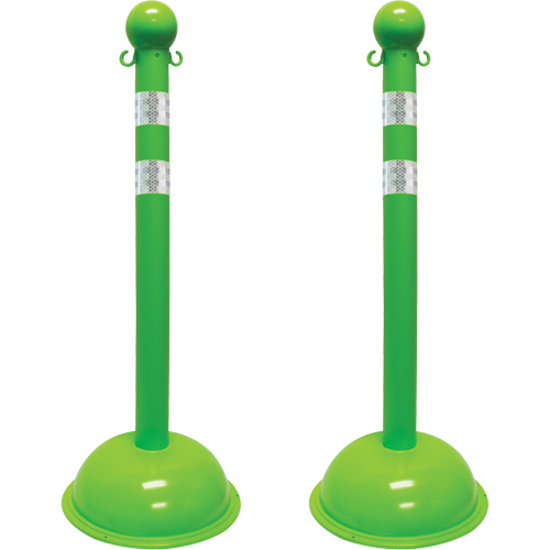 Heavy-Duty Reflective Stanchion Set, 41" High, Green