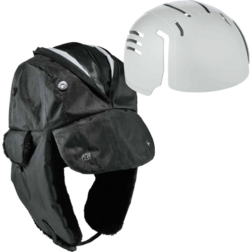 N-Ferno® Zippered Trapper Hat with Bump Cap Insert, Polyurethane/Satin Lining, Large/X-Large, Black