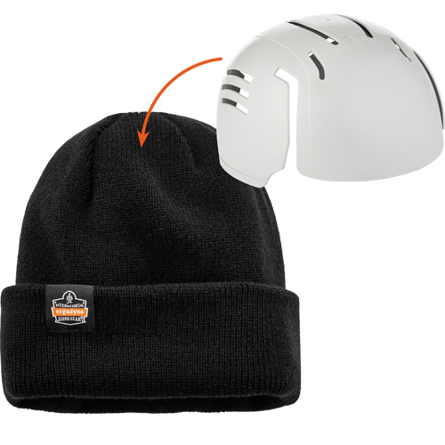 N-Ferno® Zippered Rib Knit Beanie Hat with Bump Cap Insert, One Size, Black