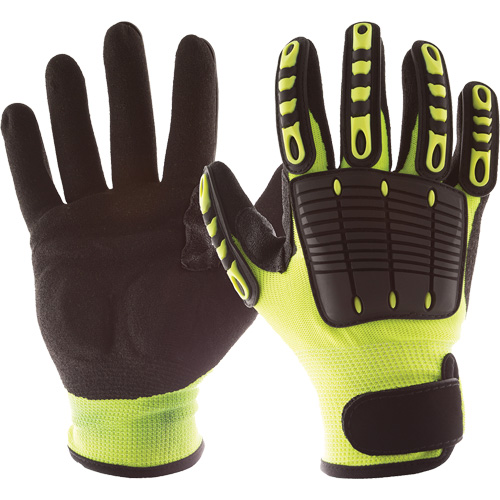 Back Tracker Impact Gloves with Back of Hand Protection, 2X-Large, Nitrile Palm, Hook & Loop Cuff