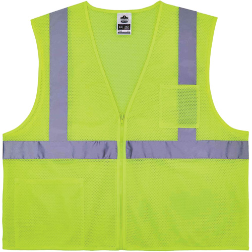 GloWear 8256Z Self-Extinguishing Safety Vest, High Visibility Lime-Yellow, Medium/Small, Polyester