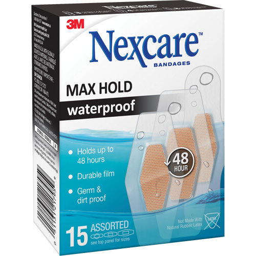 Nexcare™ Max-Hold Waterproof Bandages, Assorted, Plastic, Sterile