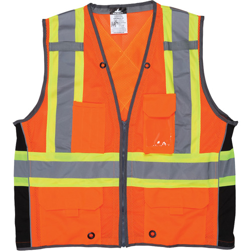 Surveyor Safety Vest, High Visibility Orange, 4X-Large, Polyester