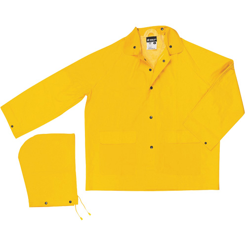 Classic Series Rain Jacket with Detachable Hood, Polyester/PVC, X-Large, Yellow