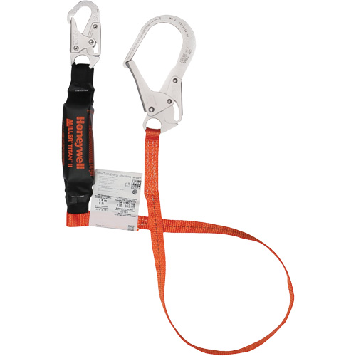Titan™ Shock-Absorbing Lanyard, 6', Locking Rebar Hook Center, Locking Snap Hook Leg Ends, Polyester