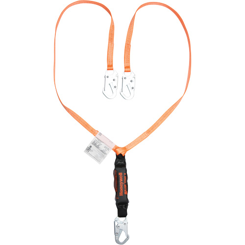 Titan™ Shock-Absorbing Lanyard, 6', Locking Snap Hook Center, Locking Snap Hook Leg Ends, Polyester