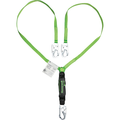 Miller® HP™ Shock-Absorbing Lanyard, 6', Locking Snap Hook Center, Locking Snap Hook Leg Ends, Polyester