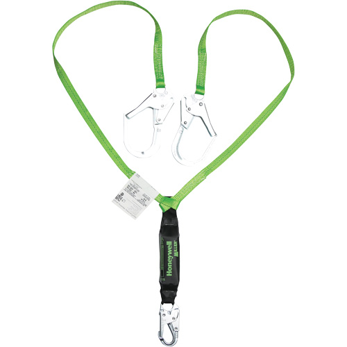 Miller® HP™ Shock-Absorbing Lanyard, 6', Scaffold Hook Center, Locking Snap Hook Leg Ends, Polyester