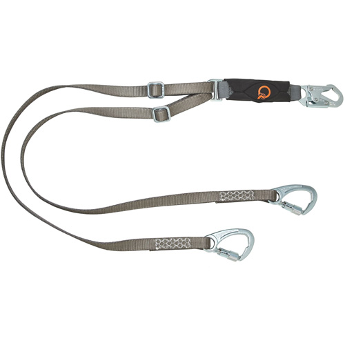 V-Series Tie-Back Lanyard, 6', Carabiner Center, Snap Hook Leg Ends, Nylon
