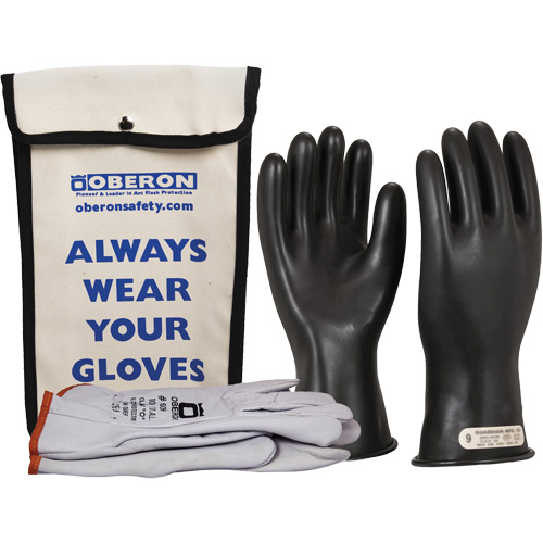 Class 0 Rubber Electrical Glove Kit, 10, 11" L, 20 cal/cm², NFPA 70E
