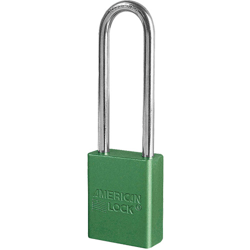 American Lock® Safety Padlock, Green, Keyed Different, Aluminum, 1-1/2" Width